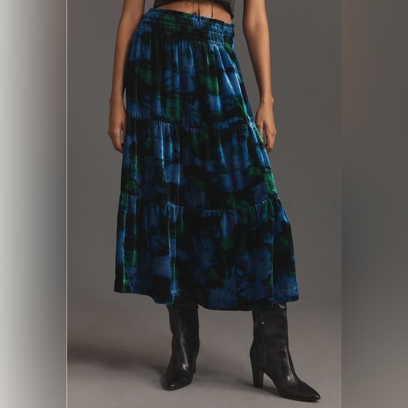 NWT! Anthropologie The Somerset Maxi Skirt: Nina Pace Velvet Edition - Size XS 🧸 - Picture 2 of 5